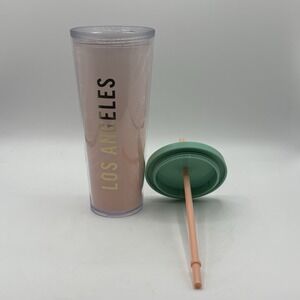 Starbucks Los‎ Angeles Palm Tree Tumbler Pink Green Straw NEW